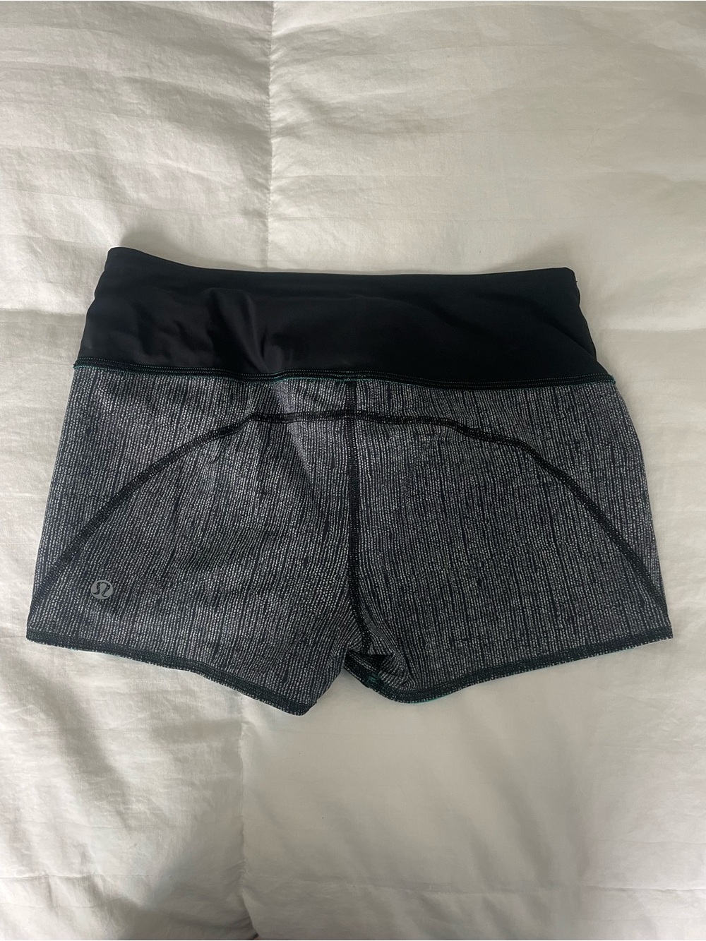 Lululemon Black/Gray/Teal Athletic Reversible Waist Shorts